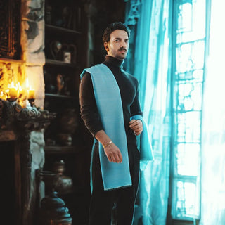 Blue Cashmere Stole for Men - Premium Luxury Gift