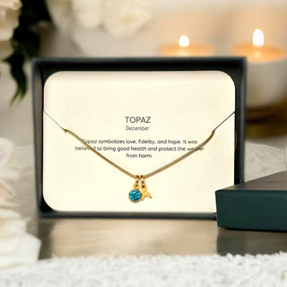 Birthstone Necklace with Her Initial - A Treasure She'll Love