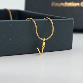 Initial Charm Pendant Necklace - Her Initial in Gold