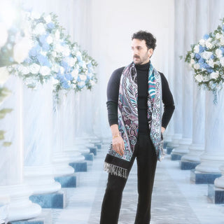 Classic Blue Jamavar Stole - Versatile Cultural Gift