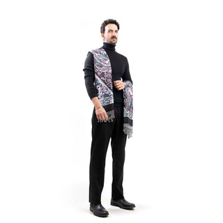 Classic Blue Jamavar Stole - Versatile Cultural Gift