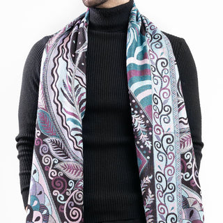 Classic Blue Jamavar Stole - Versatile Cultural Gift