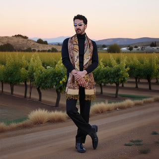 Elegant Beige Jamavar Stole - Traditional Heritage Gift