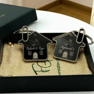 Personalised Couple House Keychain Set - Meaningful Custom Gift