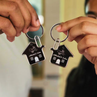 Personalised Couple House Keychain Set - Meaningful Custom Gift