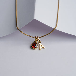 Initial January Birthstone Necklace