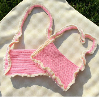 Pink Ruffle Crochet Bag: Handmade Feminine Gift - Foundation Gift