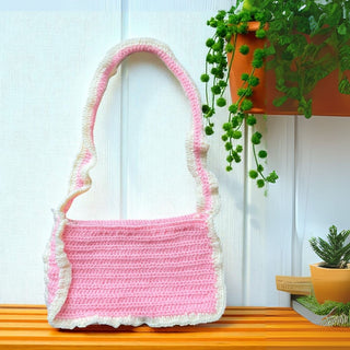 Pink Ruffle Crochet Bag: Handmade Feminine Gift - Foundation Gift