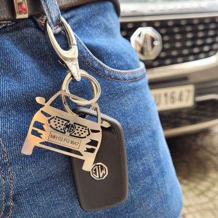 Custom Personalised Car Keychain with Name & Number