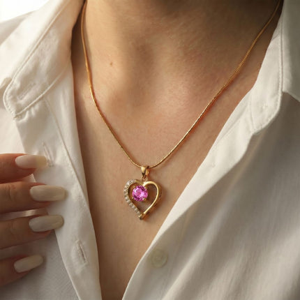 Lustre Heart Birthstone Necklace