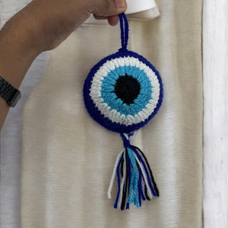 Evil Eye Car Décor Charm – Handmade Crochet