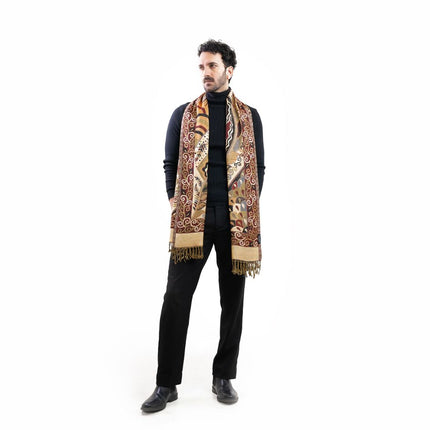 Elegant Beige Jamavar Stole - Traditional Heritage Gift