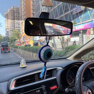 Evil Eye Car Décor Charm – Handmade Crochet