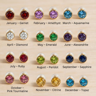 Birthstone Stud Earrings- Best Birthday Gift For Her