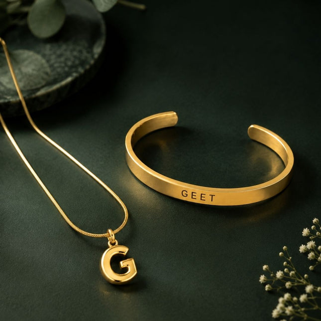Personalised Bracelet & Bubble Necklace Gift Set