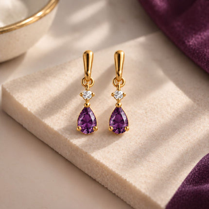 Facet Cut Birthstone Earrings