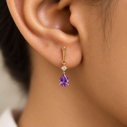Facet Cut Birthstone Earrings