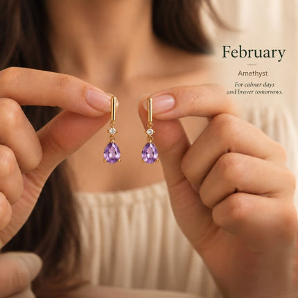 Facet Cut Birthstone Earrings