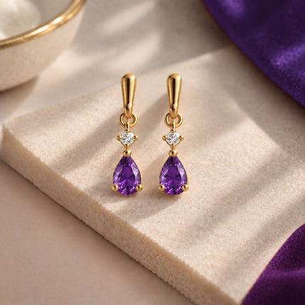 Facet Cut Birthstone Earrings