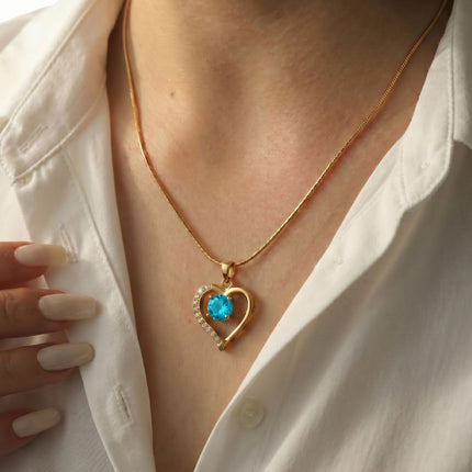 Lustre Heart Birthstone Necklace