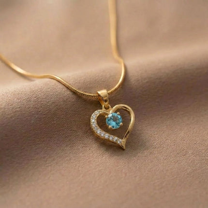 Lustre Heart Birthstone Necklace