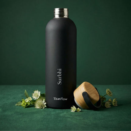 TitanFlow Personalised Bamboo Sip Bottle: Custom Engraved Hydration Gift