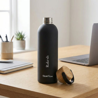 TitanFlow Personalised Bamboo Sip Bottle: Custom Engraved Hydration Gift