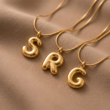 Bubble Initial Charm Necklace