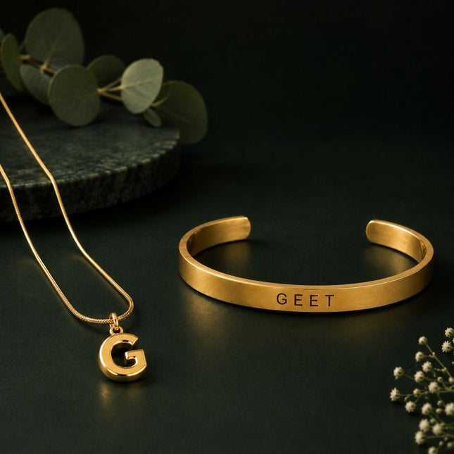 Personalised Bracelet & Bubble Necklace Gift Set