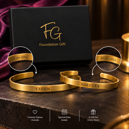 Personalised Matching Couple Bracelets - Custom Engraved for Two