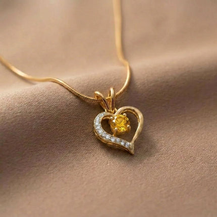 Lustre Heart Birthstone Necklace