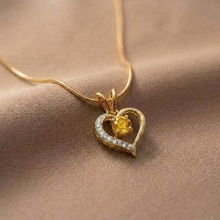 Lustre Heart Birthstone Necklace