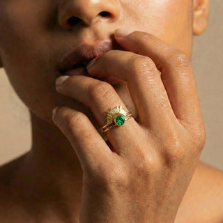 Radiant Halo Birthstone Ring