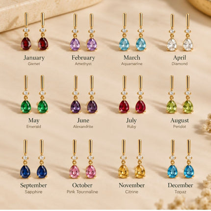 Facet Cut Birthstone Earrings