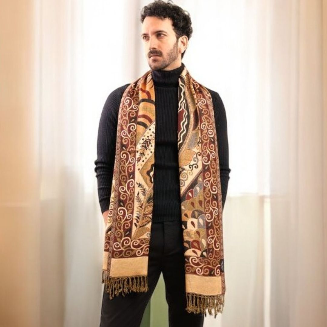 Beige Jamvar Stole, the combination makes up for a very creative first anniversary gift