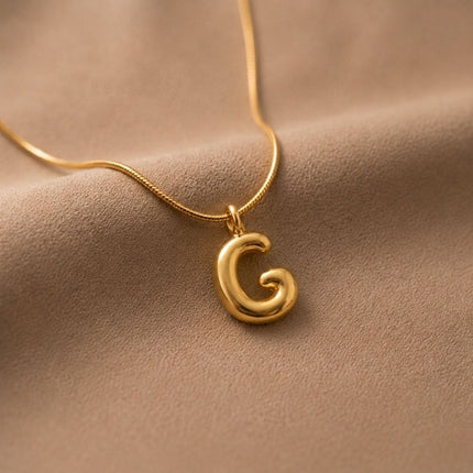 Bubble Initial Charm Necklace