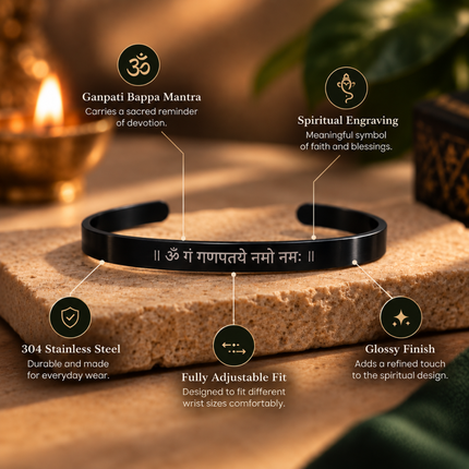 Ganpati Bappa Mantra Spiritual Bracelet - Religious Devotion Gift