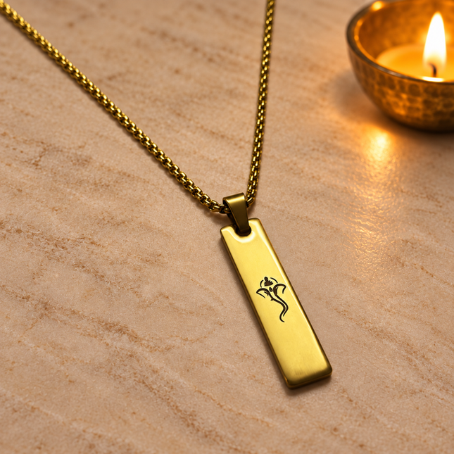 Ganpati Bappa Tag Necklace for Men - Spiritual Style Gift