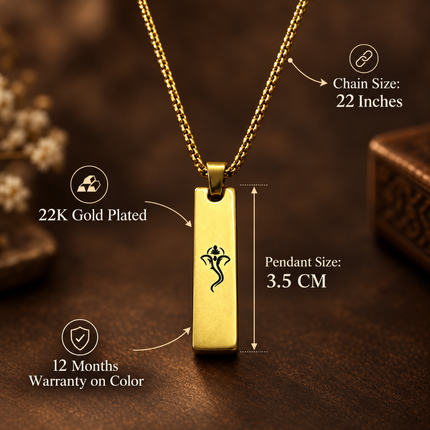 Ganpati Bappa Tag Necklace for Men - Spiritual Style Gift