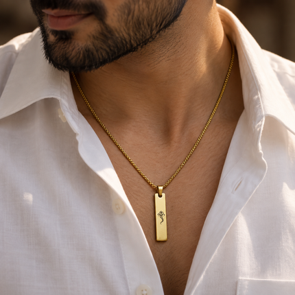 Ganpati Bappa Tag Necklace for Men - Spiritual Style Gift
