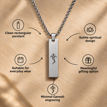 Ganpati Bappa Tag Necklace for Men - Spiritual Style Gift