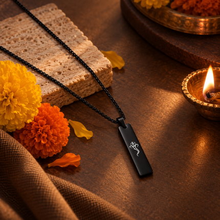 Ganpati Bappa Tag Necklace for Men - Spiritual Style Gift