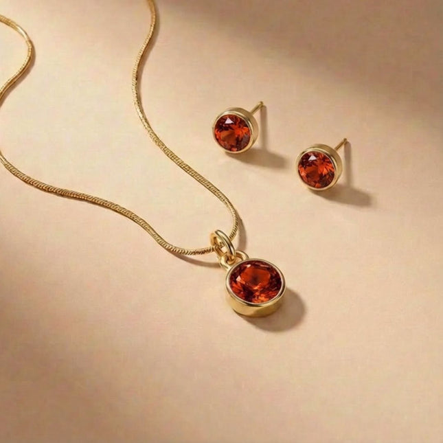 Birthstone Jewellery Set – Necklace & Earrings