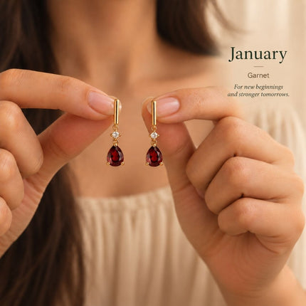Facet Cut Birthstone Earrings