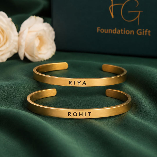 Personalised Matching Couple Bracelets - Custom Engraved for Two