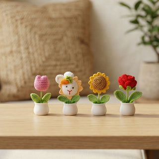 Handmade Desk Bloom Crochet Pots