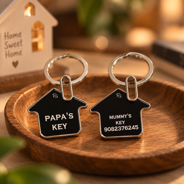 Custom Family House Keychain Set of 2  - New Home Gift
