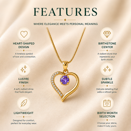 Lustre Heart Birthstone Necklace