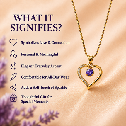 Lustre Heart Birthstone Necklace