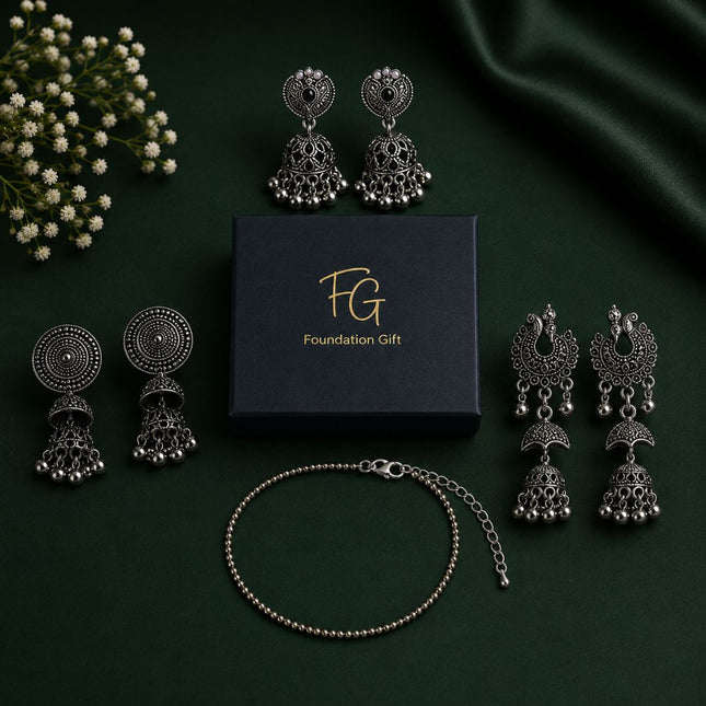 Jhumka & Pyrite Anklet Gift Set